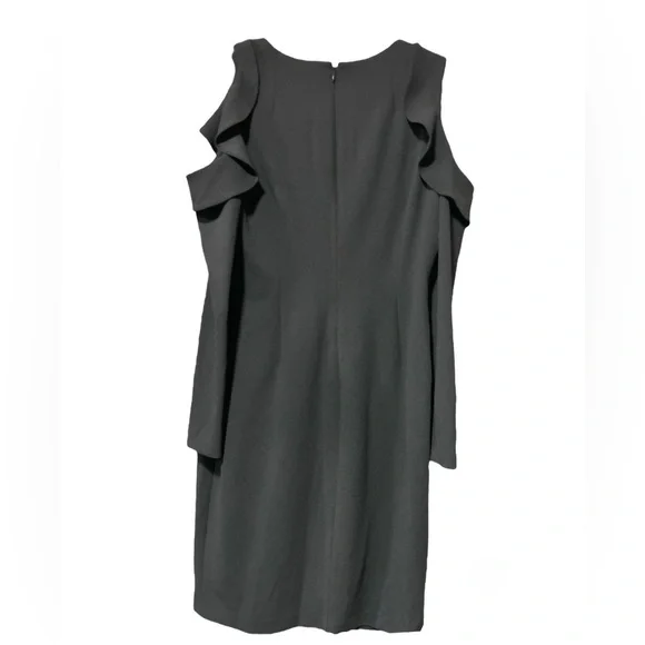 Calvin Klein Women’s Black Size 12 Ruffle Long Sleeves Cold Shoulder Dress - Picture 4 of 4